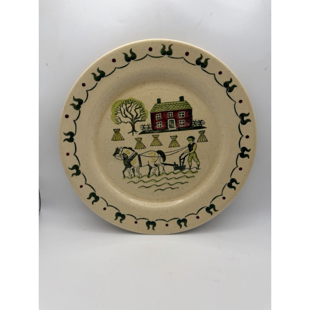 Dinner Plates Metlox Poppytrail Homestead  10" Farm House Horse Plow